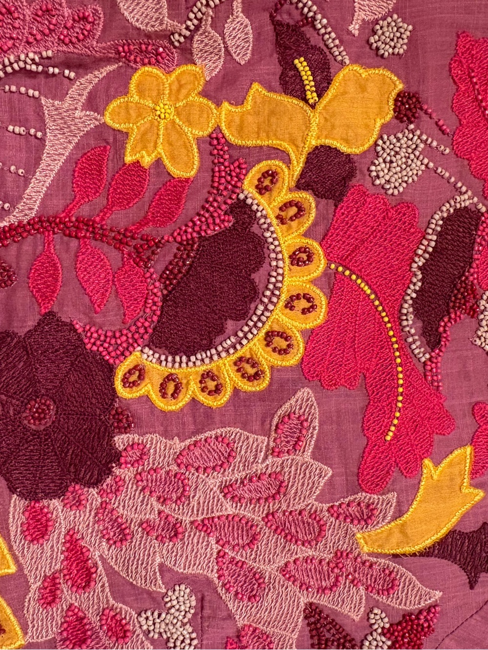 Anthropologie Maeve Pink Floral Embroidered Beaded Cutout Mini Dress Womens 10 - Picture 10 of 16